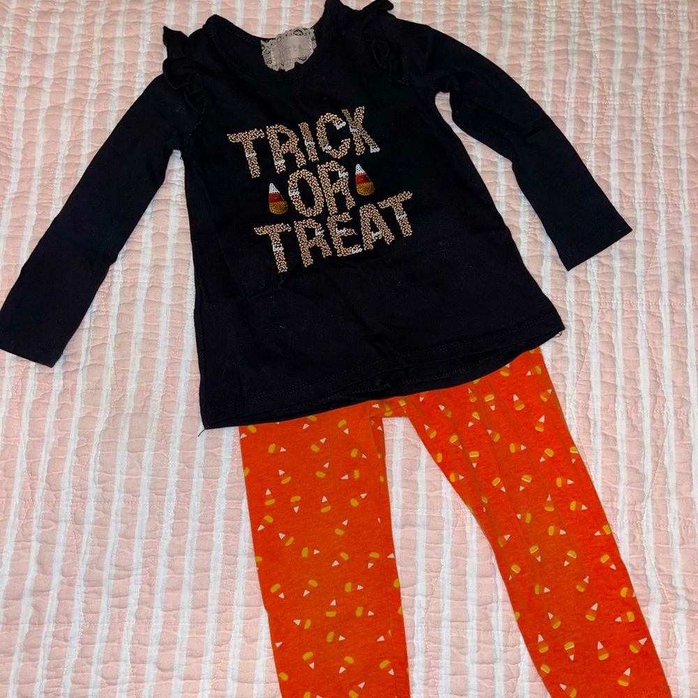 Girls 2T Halloween Candy Corn Trick or Treat Outfit sequins
